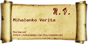Mihalenko Verita névjegykártya